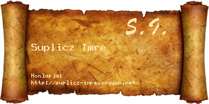 Suplicz Imre névjegykártya